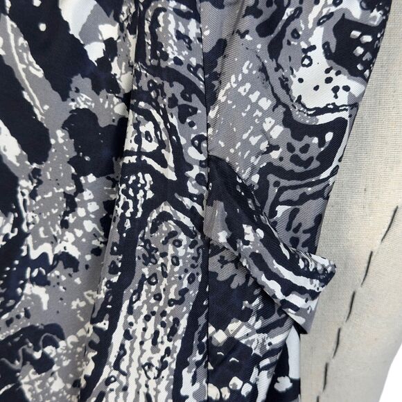 YASB‎ Multicolor Abstract 100% Silk 3/4 Sleeve Tie Back Blouse Top Size Small - Picture 8 of 8